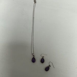 Amethyst Teardrop Necklace and Earring Set